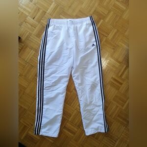 Adidas White Pants with Black Stripes